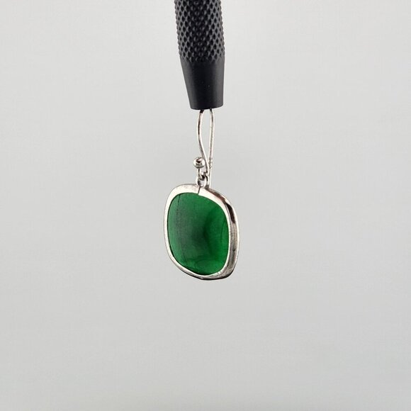 Square Green Jade Earrings in Sterling Silver 925 – Timeless & Chic - Picture 7 of 12